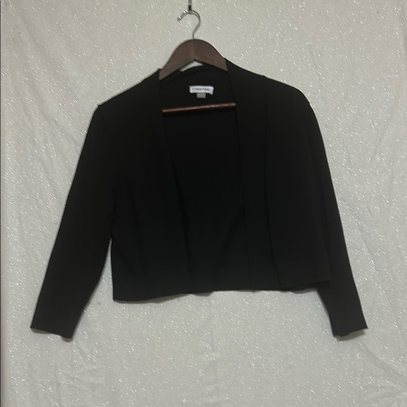 Calvin Klein Black Sweater Blazer with Fitted Silhouette and 3/4 Sleeves - Picture 1 of 4